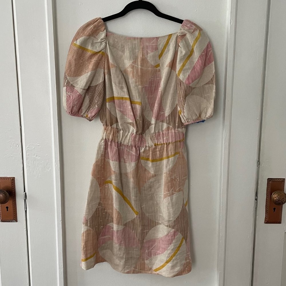 Lauren Moffatt Linen Puff Sleeve Dress
